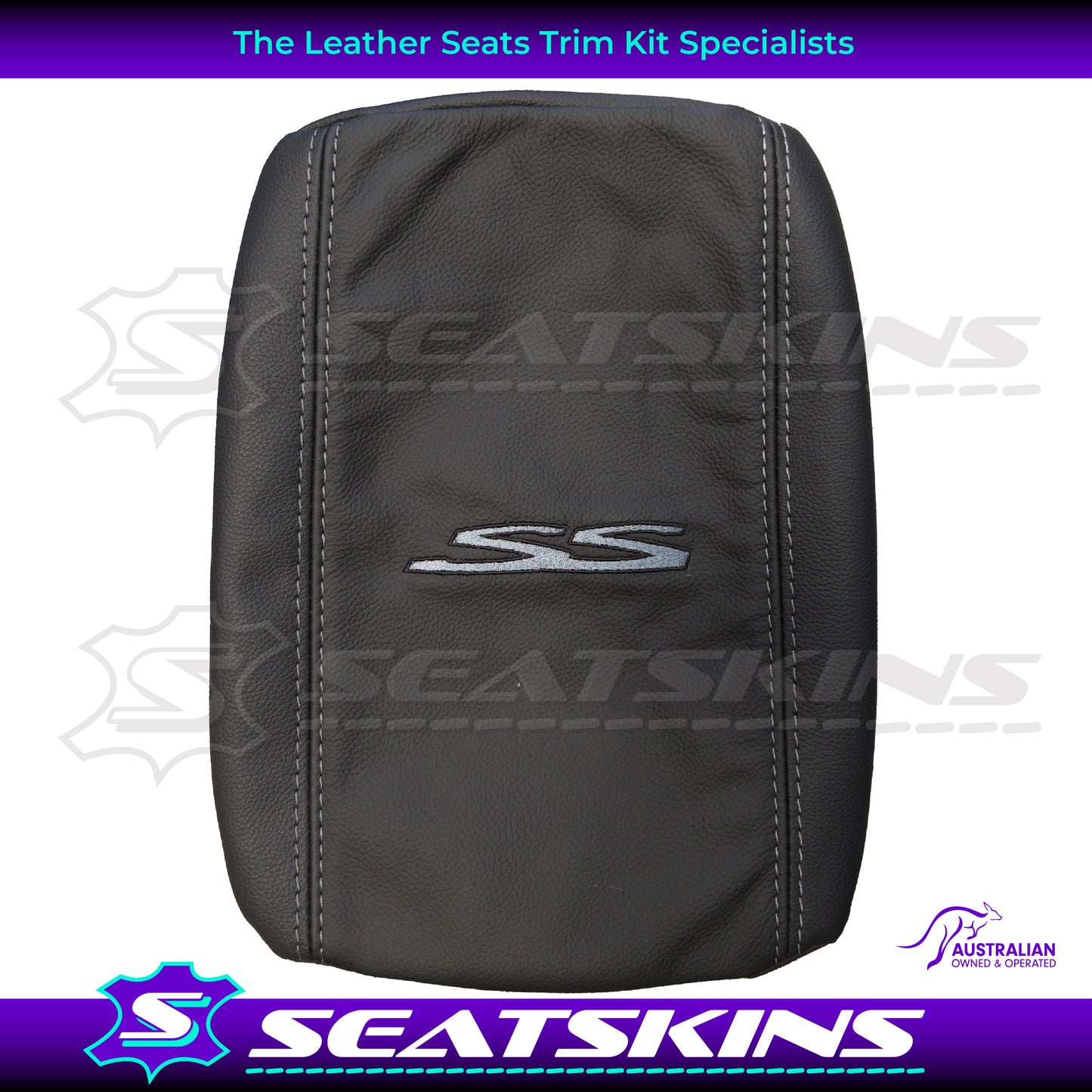 CONSOLE COVER FOR VE/VF LOW HEIGHT SHAPE ONYX SILVER SS SILVER TWIN NEEDLE STITCHING. LEATHER CENTRE AND LEATHERETTE SIDES.