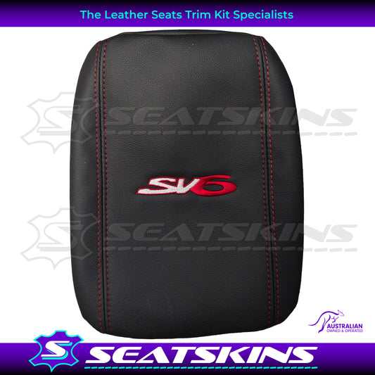 CONSOLE COVER FOR VE/VF LOW HEIGHT SHAPE ONYX SV6 RED STITCHING.