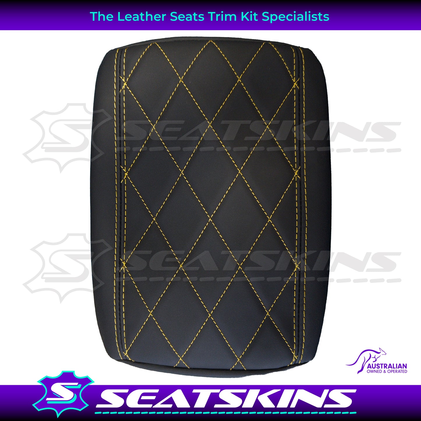 CONSOLE COVER FOR VE/VF LOW SHAPE YELLOW DIAMOND STITCHING. NAPPA.