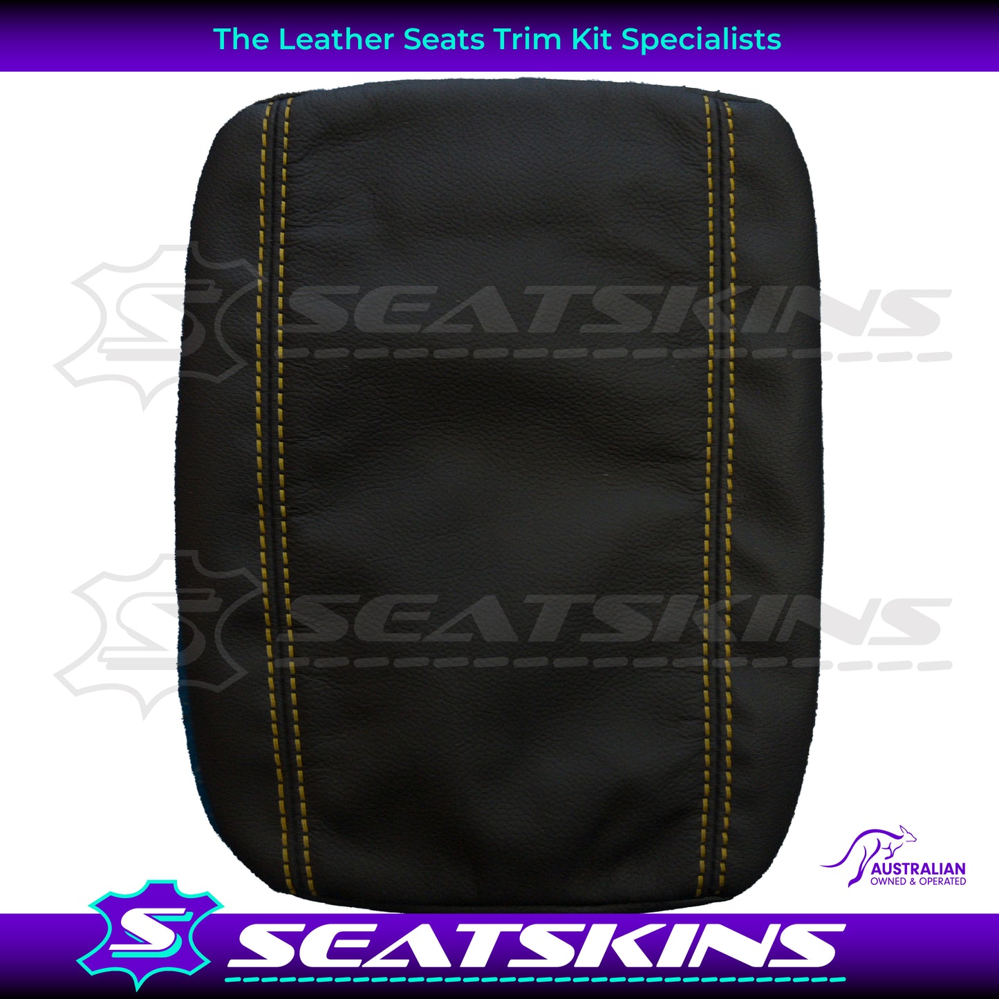 CONSOLE COVER FOR VE/VF LOW SHAPE YELLOW STITCHING. LEATHER AND LEATHERETTE SIDES.