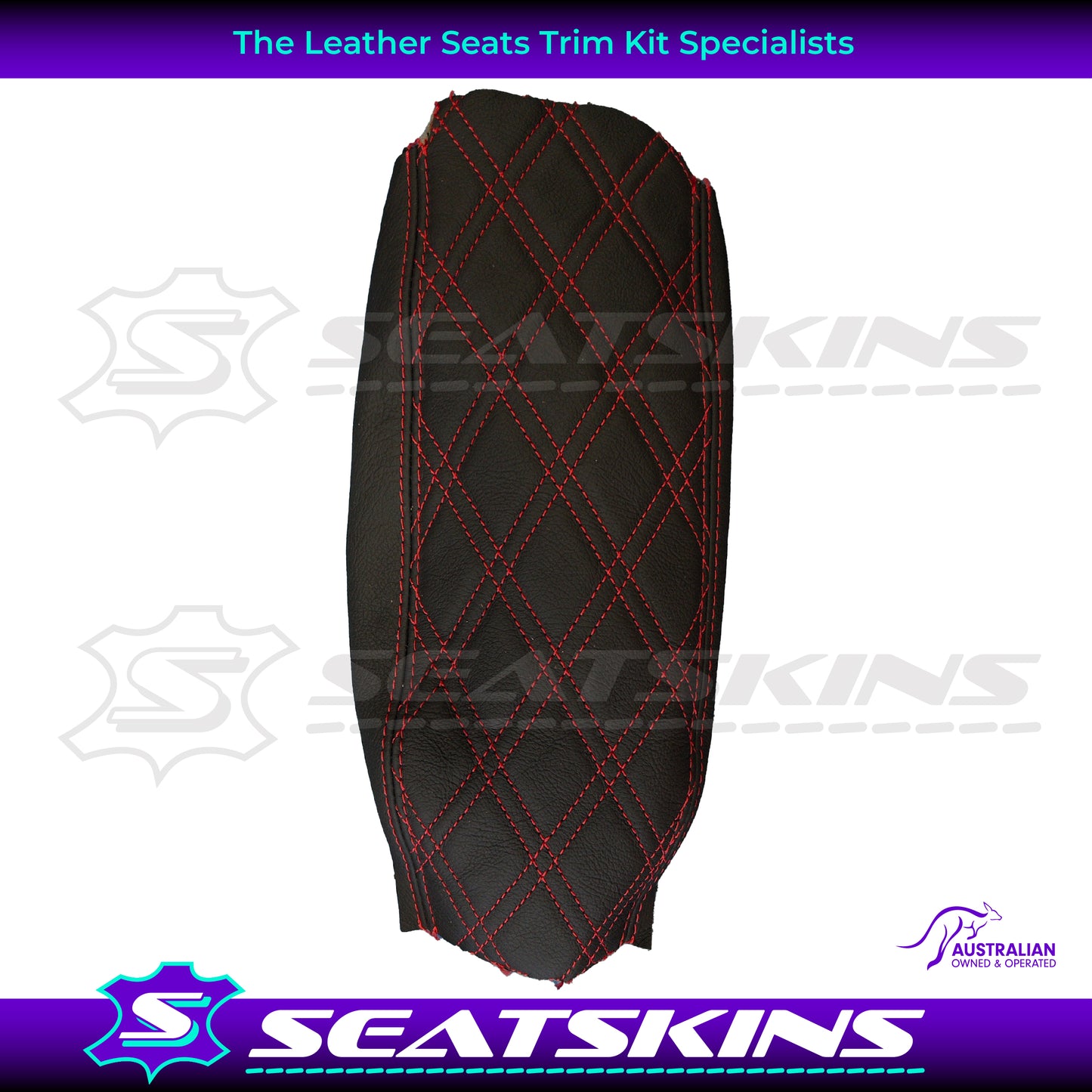 CONSOLE COVER FOR VT VU VX RED DOUBLE DIAMOND STITCHING. LEATHER.