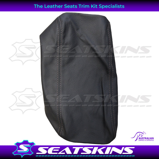 CONSOLE COVER FOR VY/VZ ANTHRACITE WITH GREY STITCHING. LEATHER