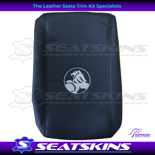 CONSOLE COVER FOR HOLDEN VY/VZ ANTHRACITE SILVER LION LOGO WITH BLACK STITCHING