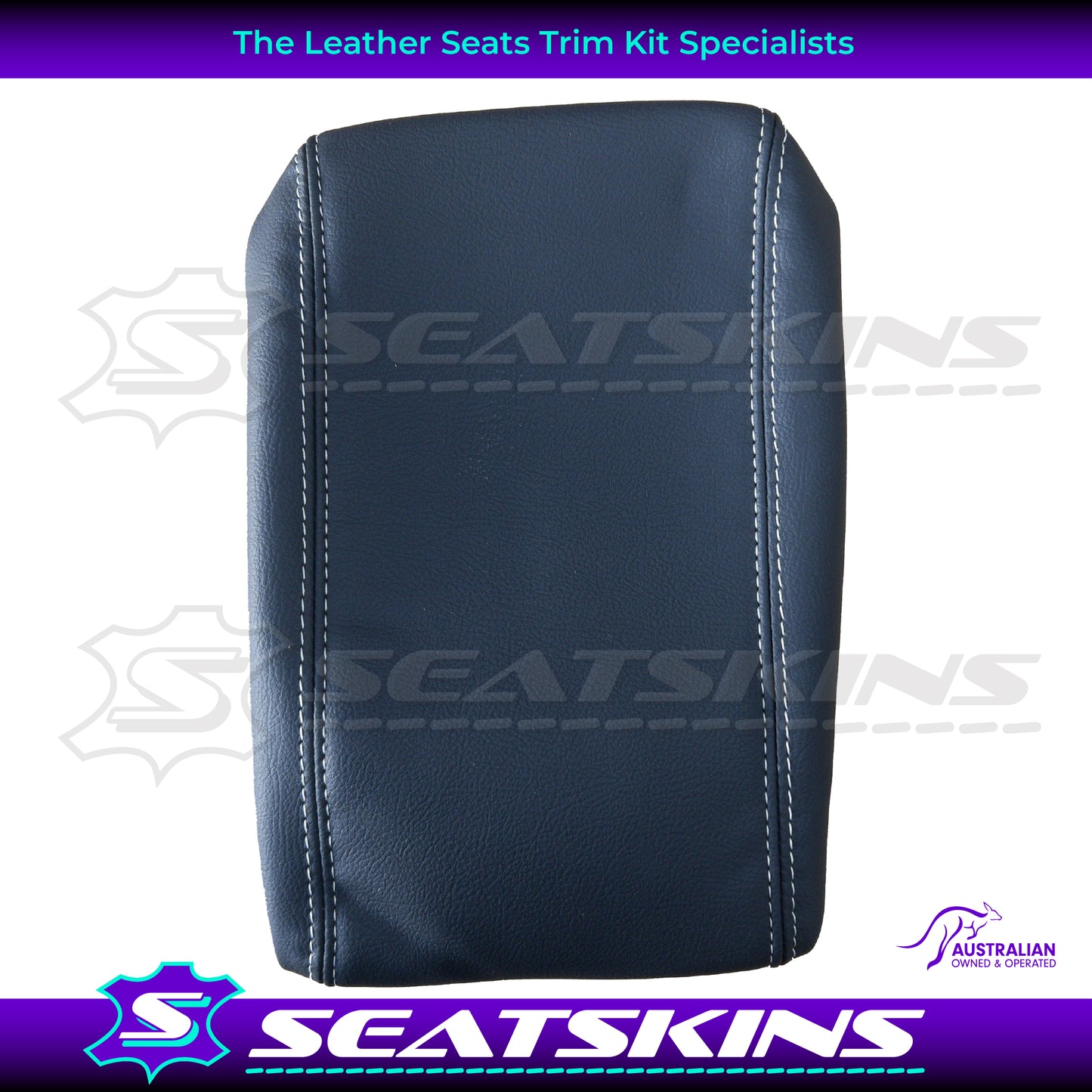 CONSOLE COVER FOR HOLDEN VY/VZ ANTHRACITE WHITE TWIN NEEDLE STITCHING