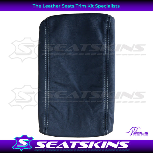 CONSOLE COVER FOR HOLDEN VY/VZ ANTHRACITE LEATHER WHITE TWIN NEEDLE STITCHING