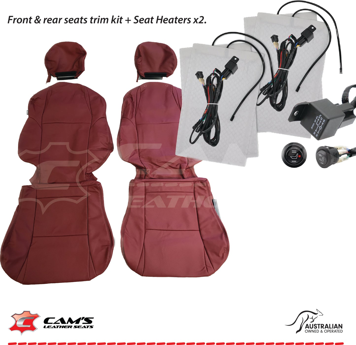 LEATHER SEATS TRIM KIT FOR HOLDEN MONARO VZ RED REDHOT RED-HOT