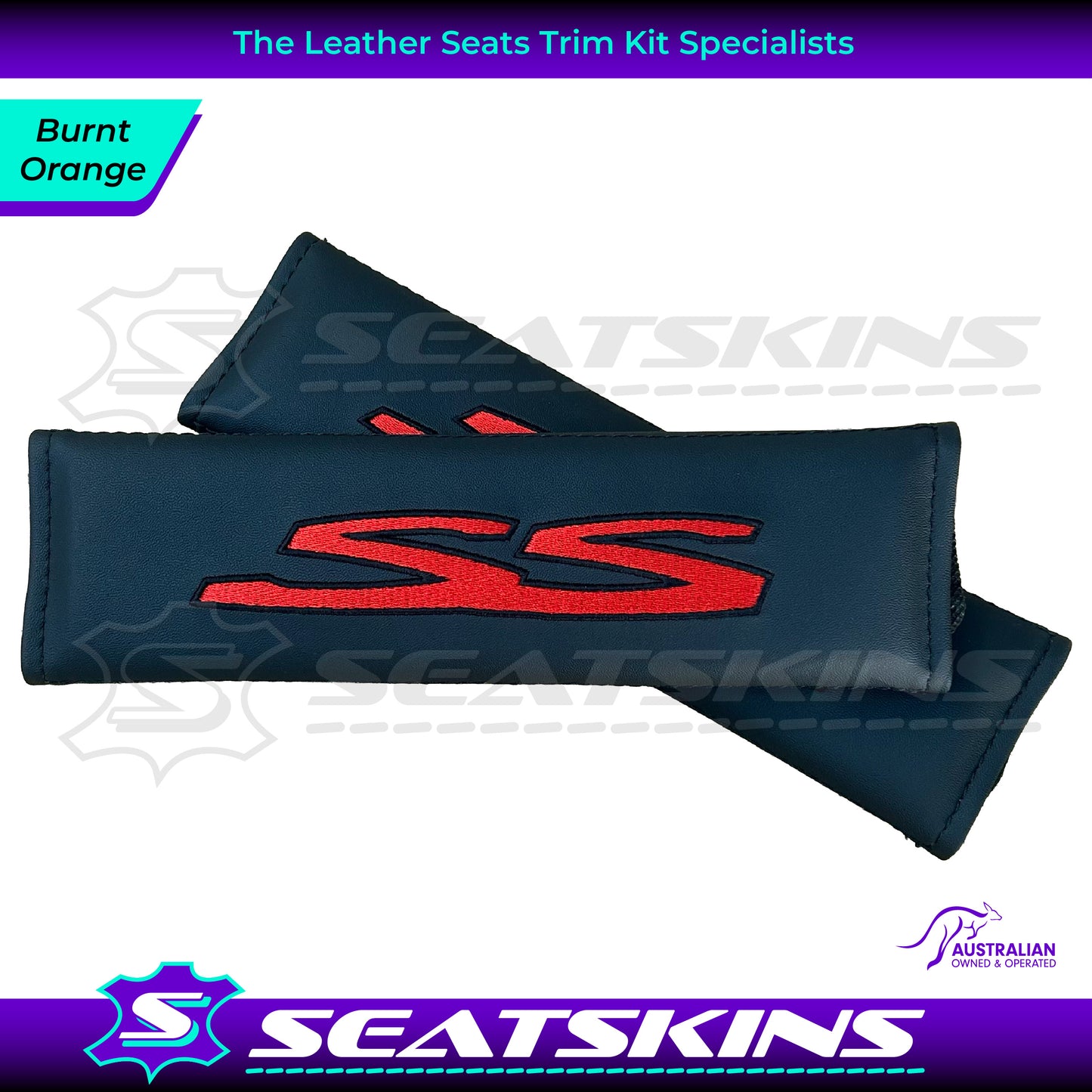 SEATBELT SHOULDER PADS  FOR HOLDEN VE SS LOGO EMBROIDERED CHOOSE COLOUR