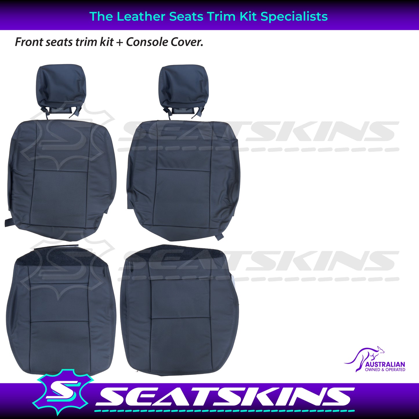 LEATHER SEATS TRIM KIT FOR TOYOTA LANDCRUISER 79 SERIES DARK GREY FRONT SEATS ONLY
