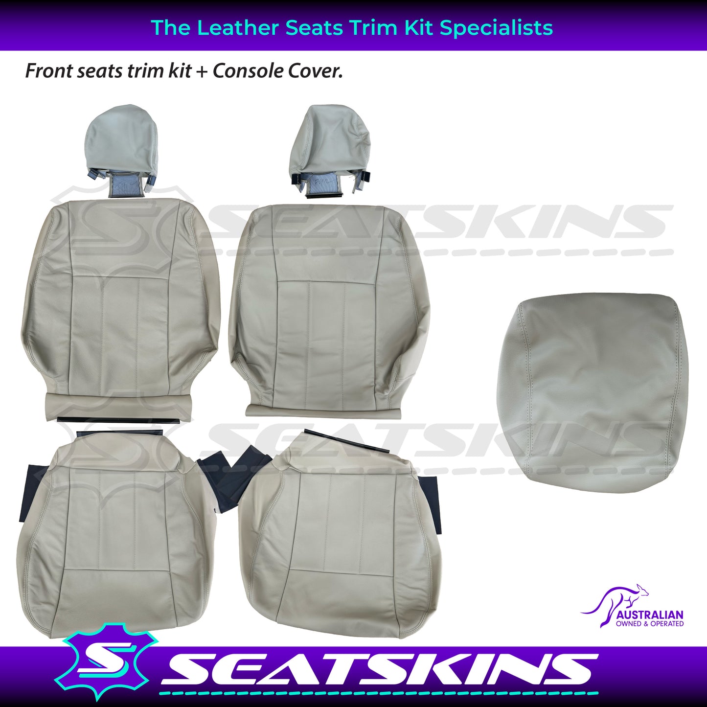 LEATHER SEATS TRIM KIT FOR TOYOTA 100 SERIES LIGHT BEIGE 2 FRONT SEATS GX/GXL