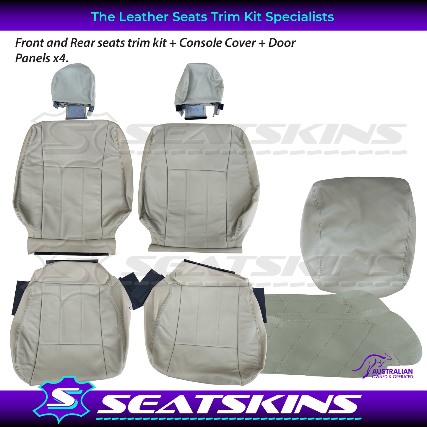 LEATHER SEATS TRIM KIT FOR TOYOTA 100 SERIES LIGHT BEIGE 5 SEATS GX/GXL
