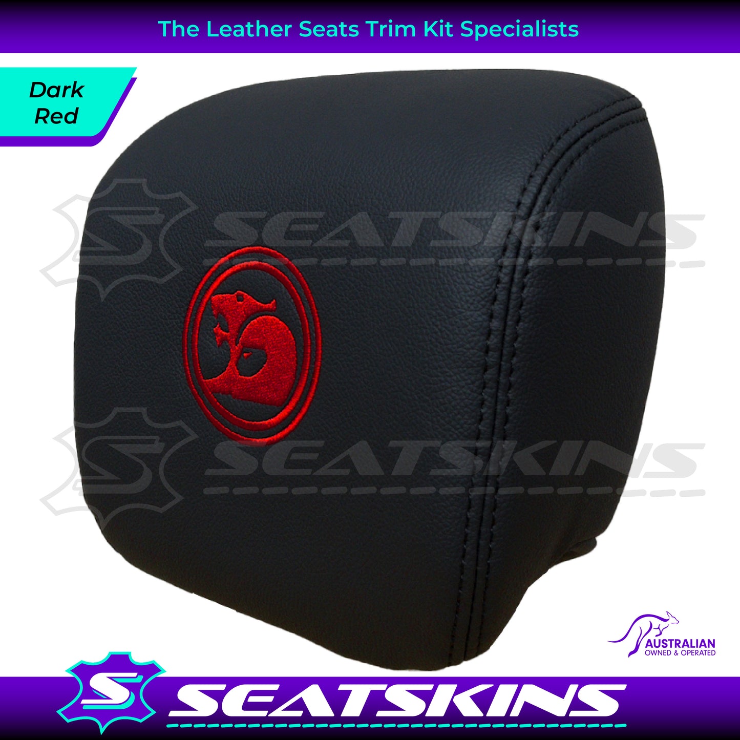 HEADREST COVERS PAIR FOR VE SS/SV6 s2 ONYX BLACK LEATHERETTE CUSTOM HSV LOGO