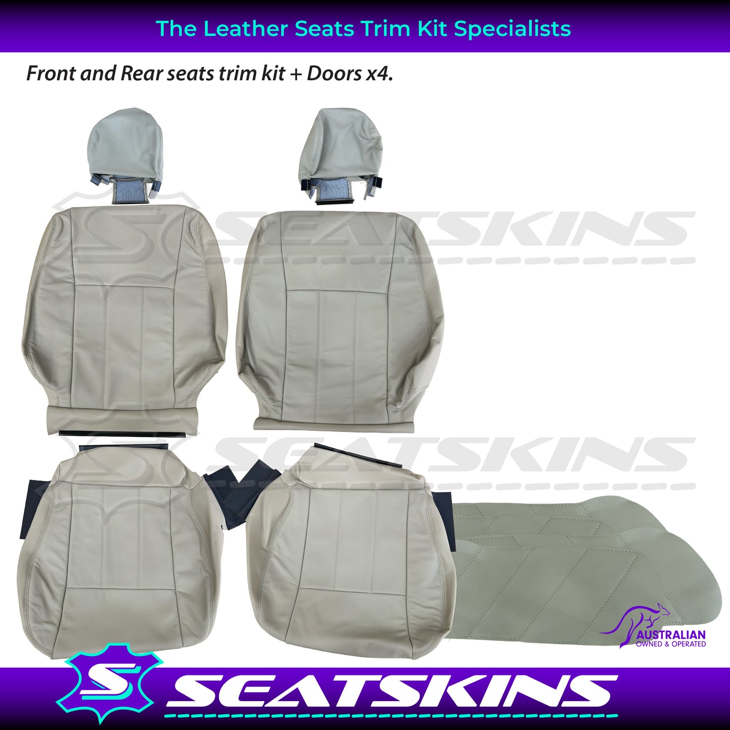 LEATHER SEATS TRIM KIT FOR TOYOTA 100 SERIES LIGHT BEIGE 5 SEATS GX/GXL
