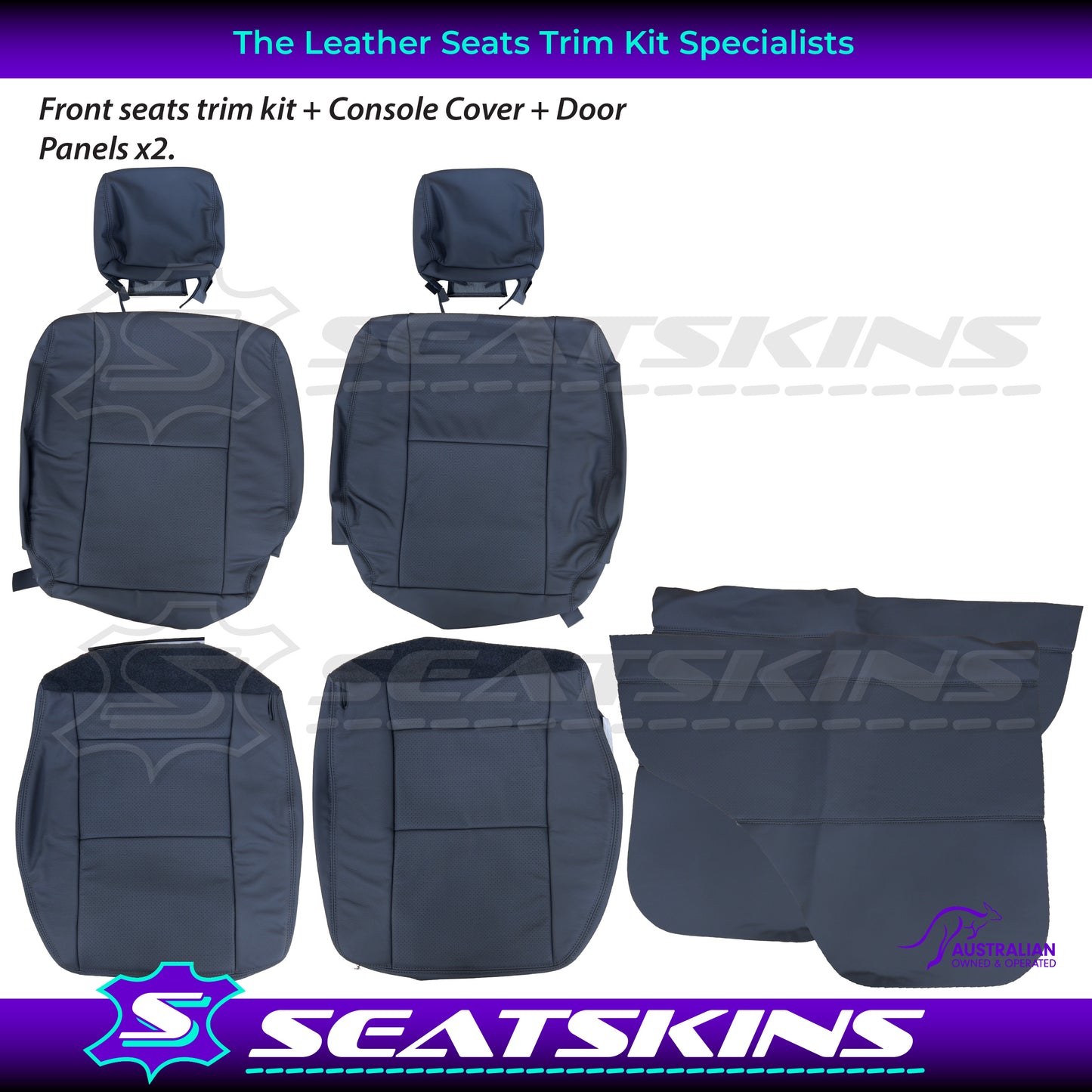 LEATHER SEATS TRIM KIT FOR TOYOTA LANDCRUISER 79 SERIES DARK GREY FRONT SEATS ONLY