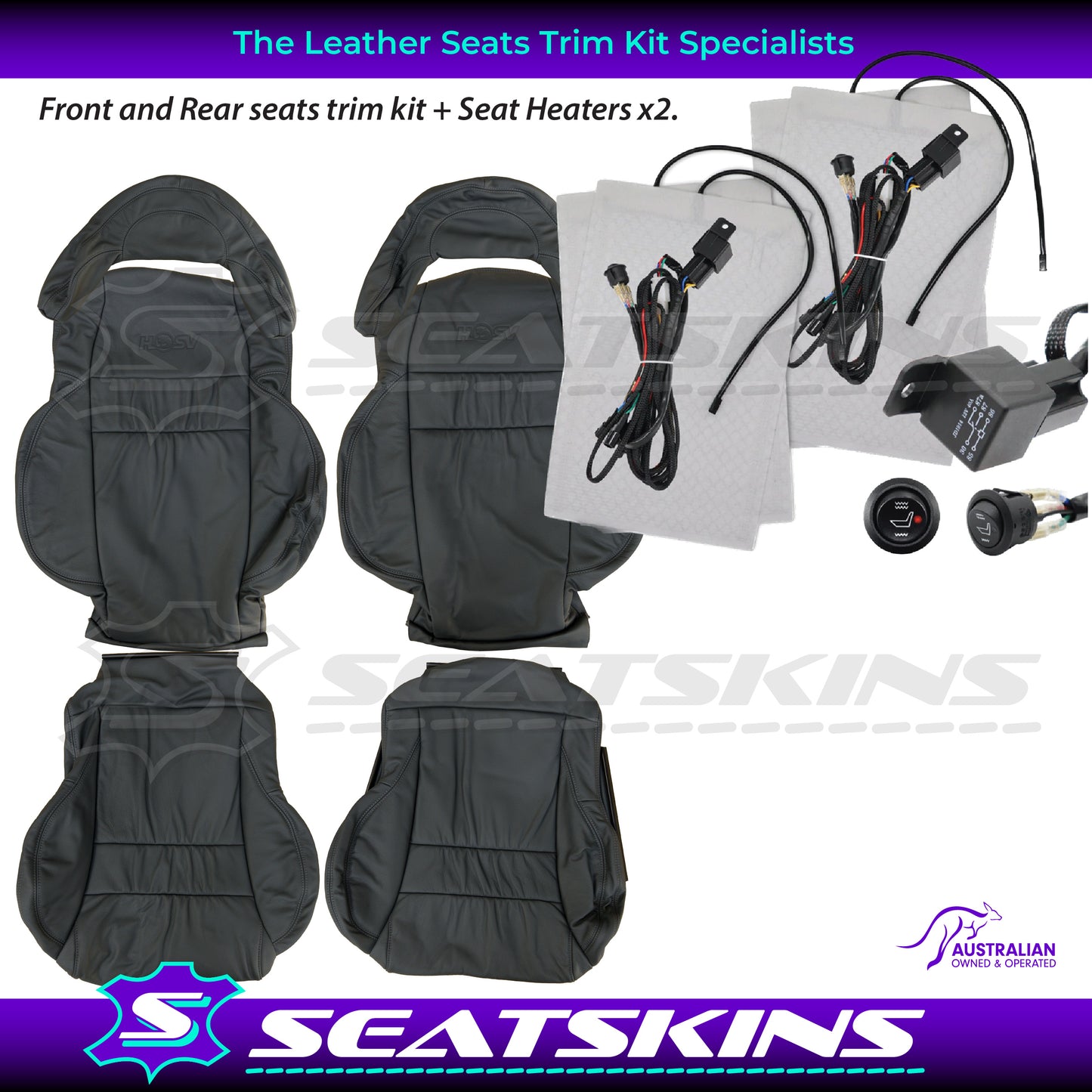 LEATHER SEATS TRIM KIT FOR HSV VT/VX COULSON SEDAN PEWTER GREY LEATHER
