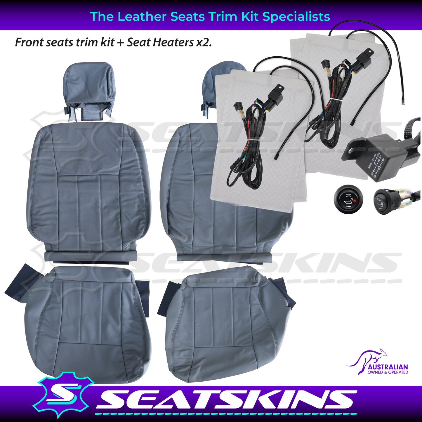 LEATHER SEATS TRIM KIT FOR TOYOTA LANDCRUISER 100 SERIES GXL GREY