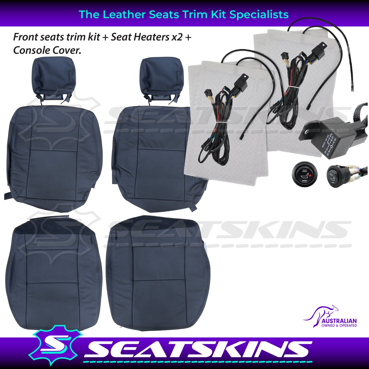 LEATHER SEATS TRIM KIT FOR TOYOTA LANDCRUISER 79 SERIES DARK GREY DUAL CAB