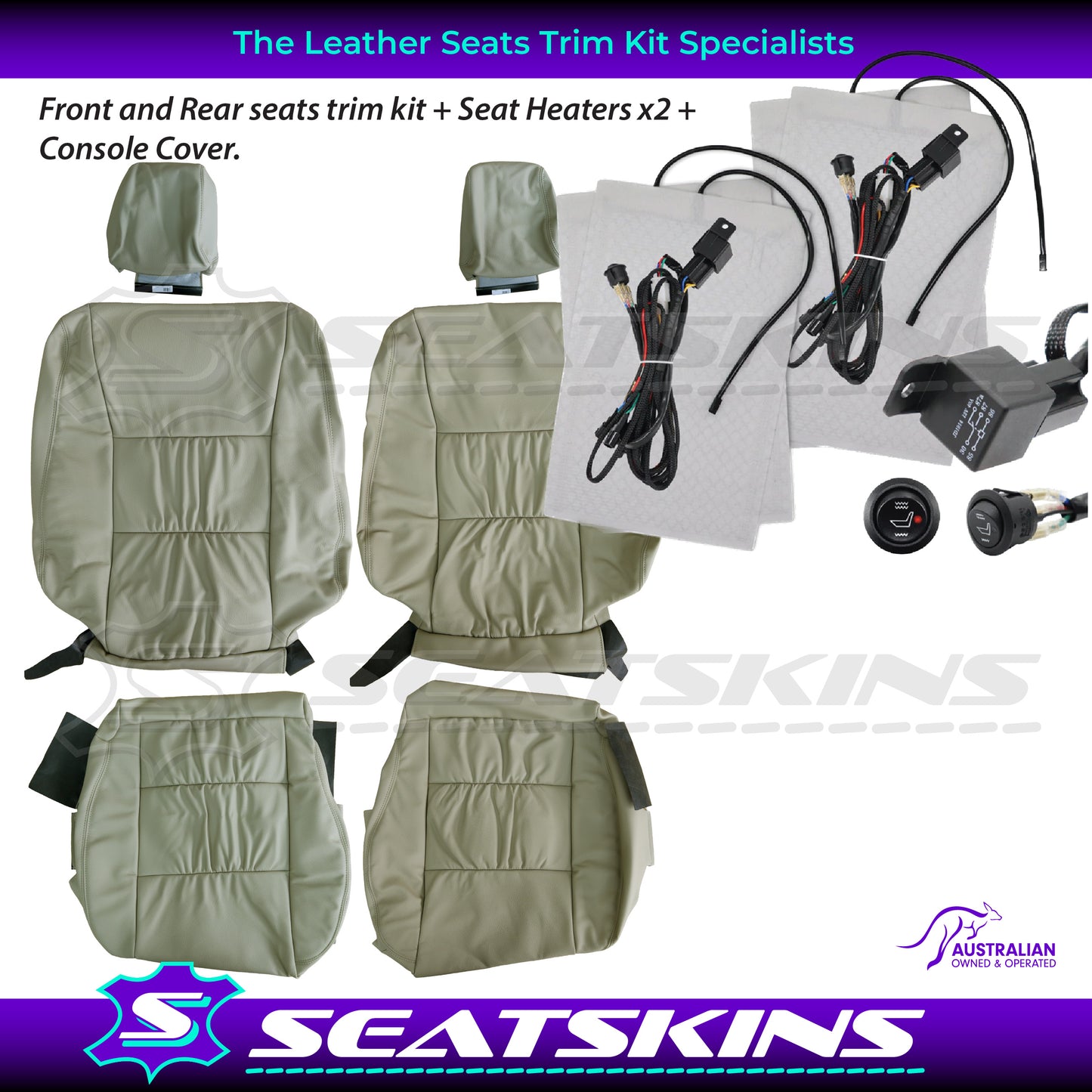 LEATHER SEATS TRIM KIT FOR TOYOTA LANDCRUISER 100 SERIES SAHARA BEIGE 5 SEATS
