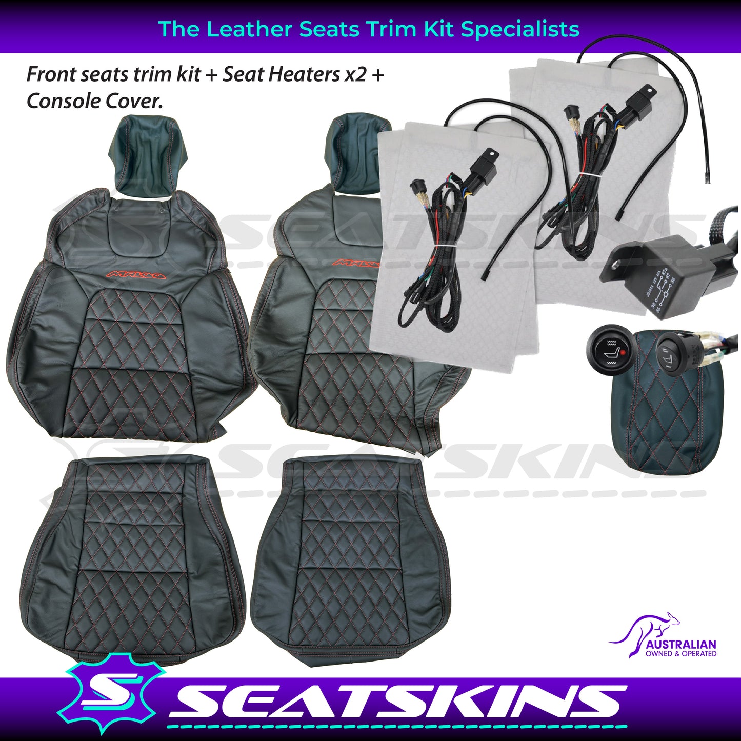 LEATHER SEATS TRIM KIT FOR VE GTS UTE MALOO DIAMOND STITCHING CHOOSE YOUR COLOUR