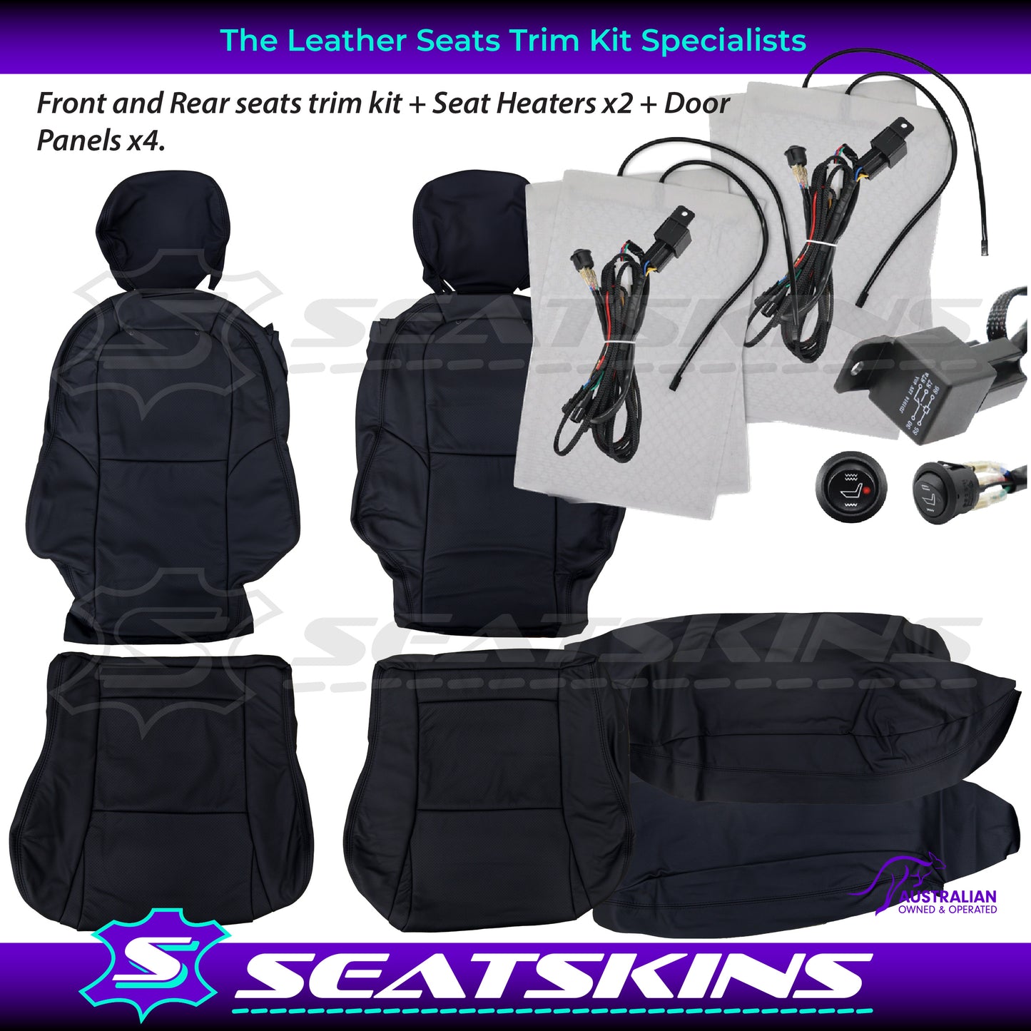 LEATHER SEATS TRIM KIT FOR VX/VY MONARO COUPE ANTHRACITE
