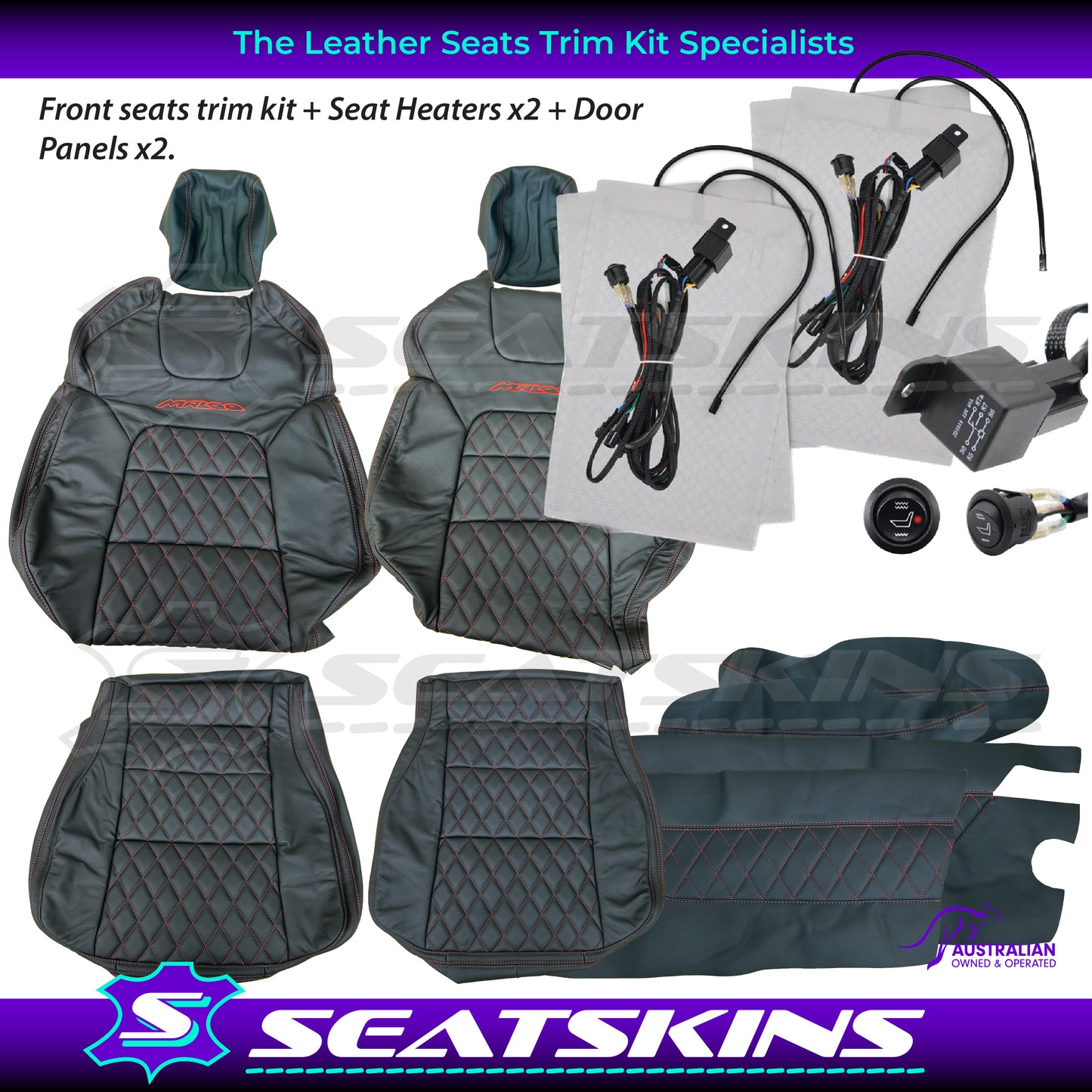 LEATHER SEATS TRIM KIT FOR VE GTS UTE MALOO DIAMOND STITCHING CHOOSE YOUR COLOUR
