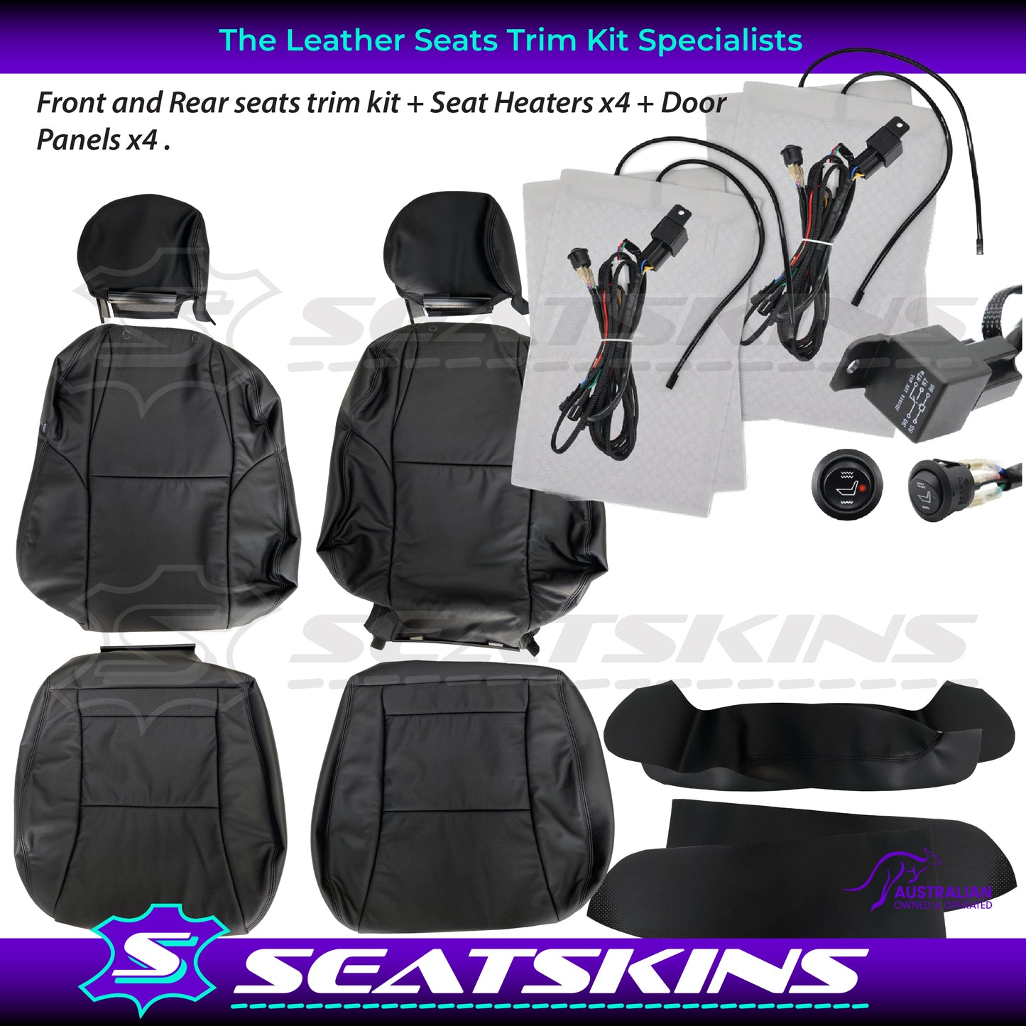 LEATHER SEATS TRIM KIT FOR HOLDEN MONARO VZ BLACK ANTHRACITE