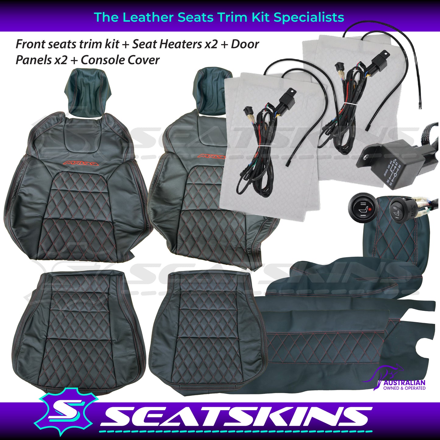 LEATHER SEATS TRIM KIT FOR VE GTS UTE MALOO DIAMOND STITCHING CHOOSE YOUR COLOUR