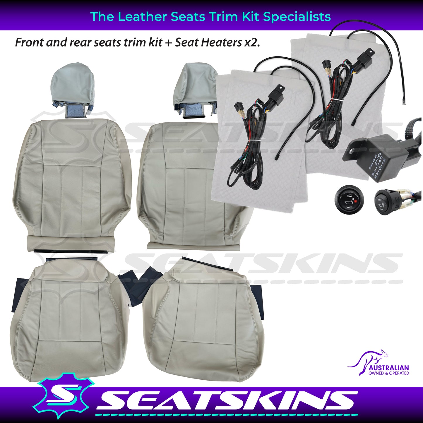 LEATHER SEATS TRIM KIT FOR TOYOTA 100 SERIES LIGHT BEIGE 5 SEATS GX/GXL