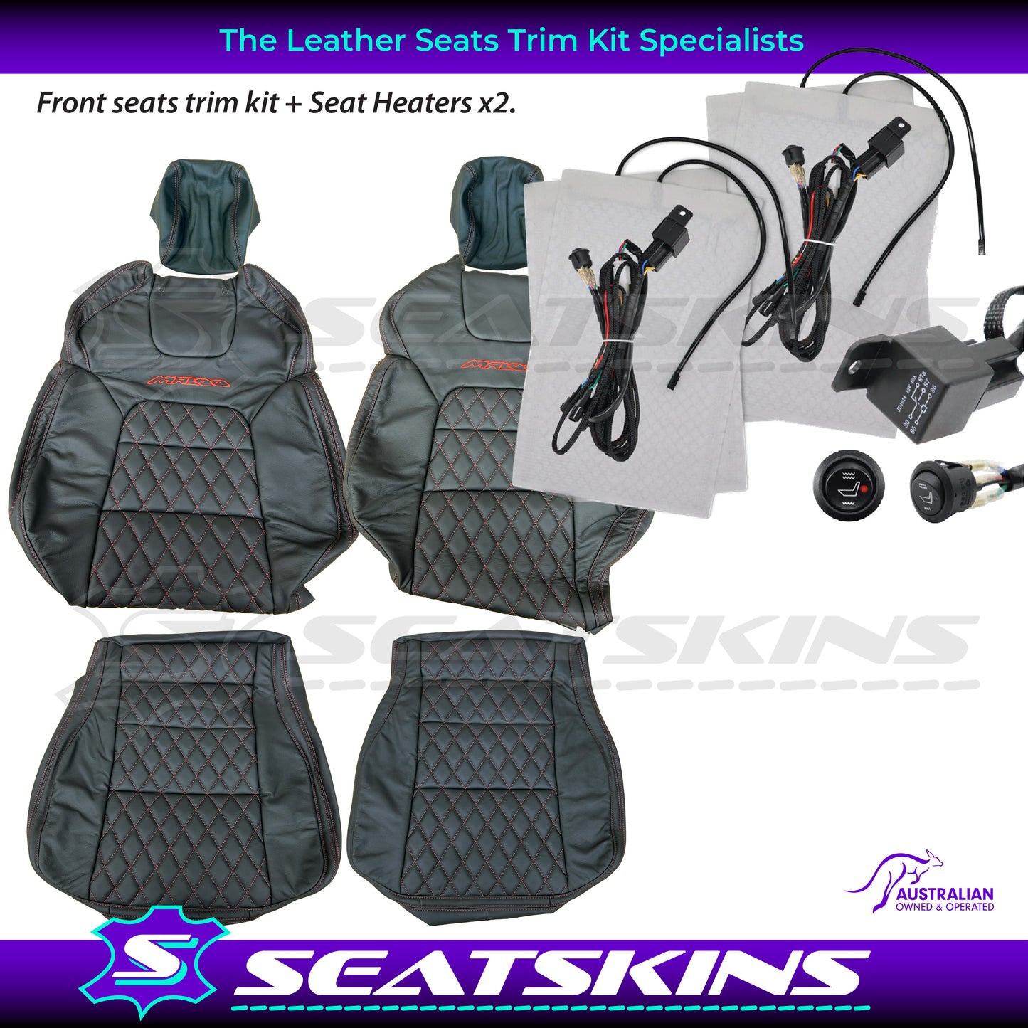 LEATHER SEATS TRIM KIT FOR VE GTS UTE MALOO DIAMOND STITCHING CHOOSE YOUR COLOUR