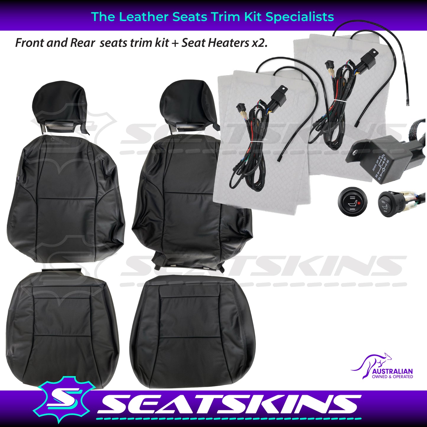 LEATHER SEATS TRIM KIT FOR HOLDEN MONARO VZ BLACK ANTHRACITE