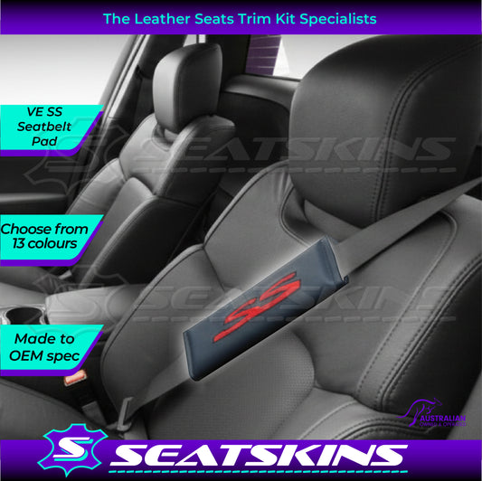 SEATBELT SHOULDER PADS  FOR HOLDEN VE SS LOGO EMBROIDERED CHOOSE COLOUR