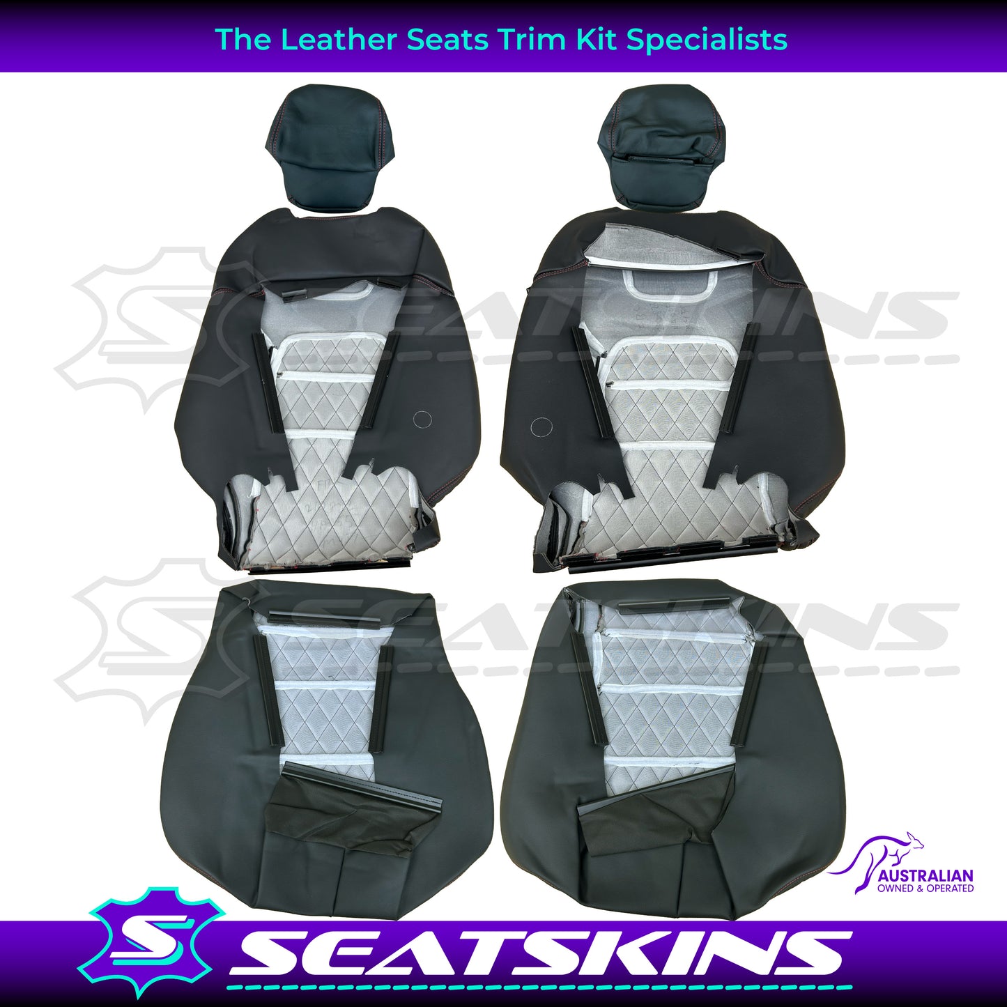 LEATHER SEATS TRIM KIT FOR VE GTS UTE MALOO DIAMOND STITCHING CHOOSE YOUR COLOUR