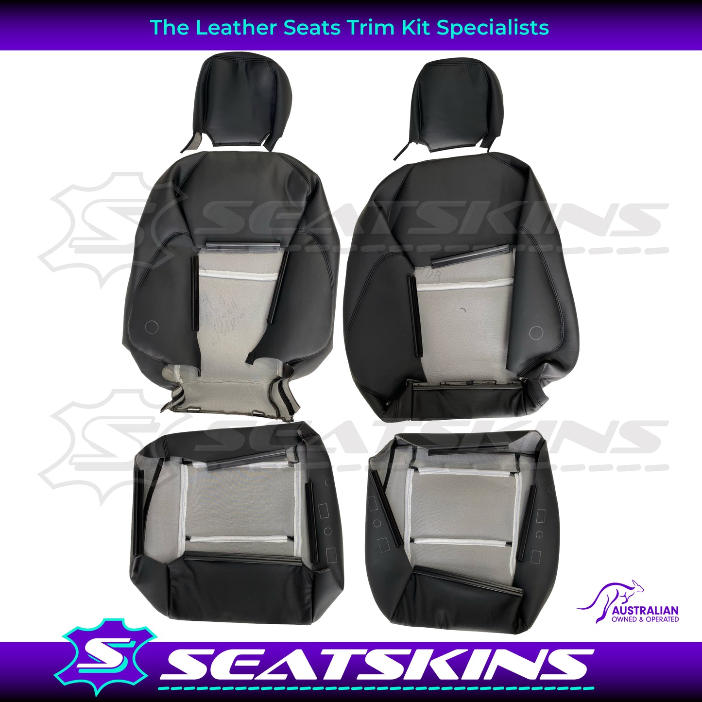 LEATHER SEATS TRIM KIT FOR HOLDEN MONARO VZ BLACK ANTHRACITE