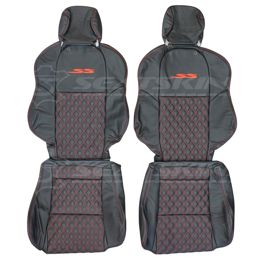 Replacement leather seat trim kit for vt/VX SS ute 2 front seats black/red diamond stitch