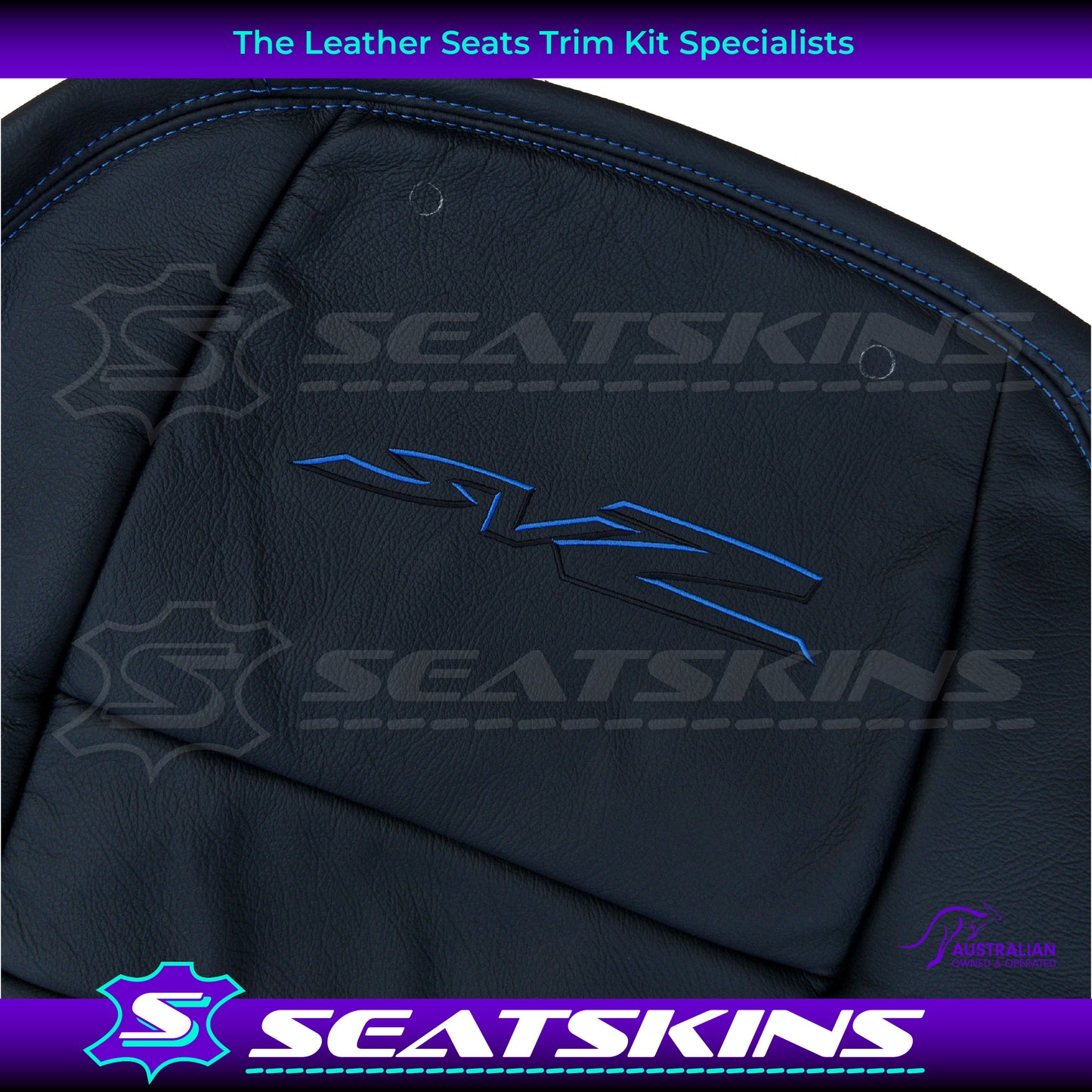LEATHER SEATS TRIM KIT FOR HOLDEN VZ SVZ UTE BLUE STITCHING SVZ LOGO