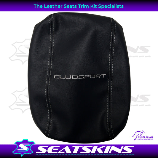 CONSOLE COVER FOR VE/VF ONYX MID HEIGHT SHAPE SILVER MALOO LOGO WITH SILVER STITCHING.