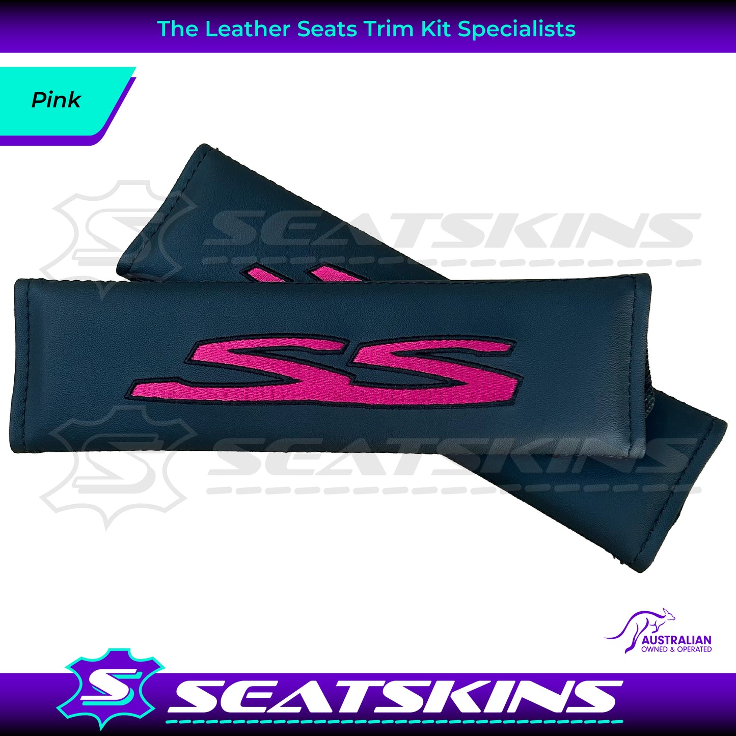 SEATBELT SHOULDER PADS  FOR HOLDEN VE SS LOGO EMBROIDERED CHOOSE COLOUR