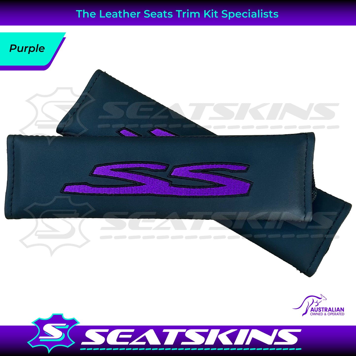 SEATBELT SHOULDER PADS  FOR HOLDEN VE SS LOGO EMBROIDERED CHOOSE COLOUR