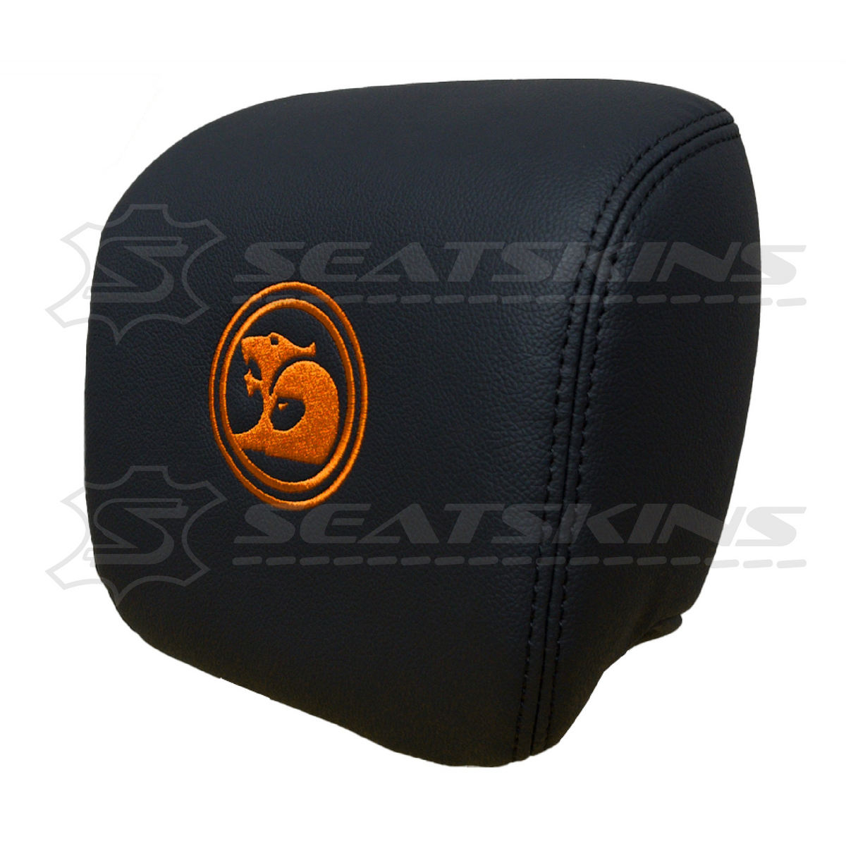Headrest covers pair for VE SS/sv6 s2 onyx black leatherette custom HSV logo – product view 11