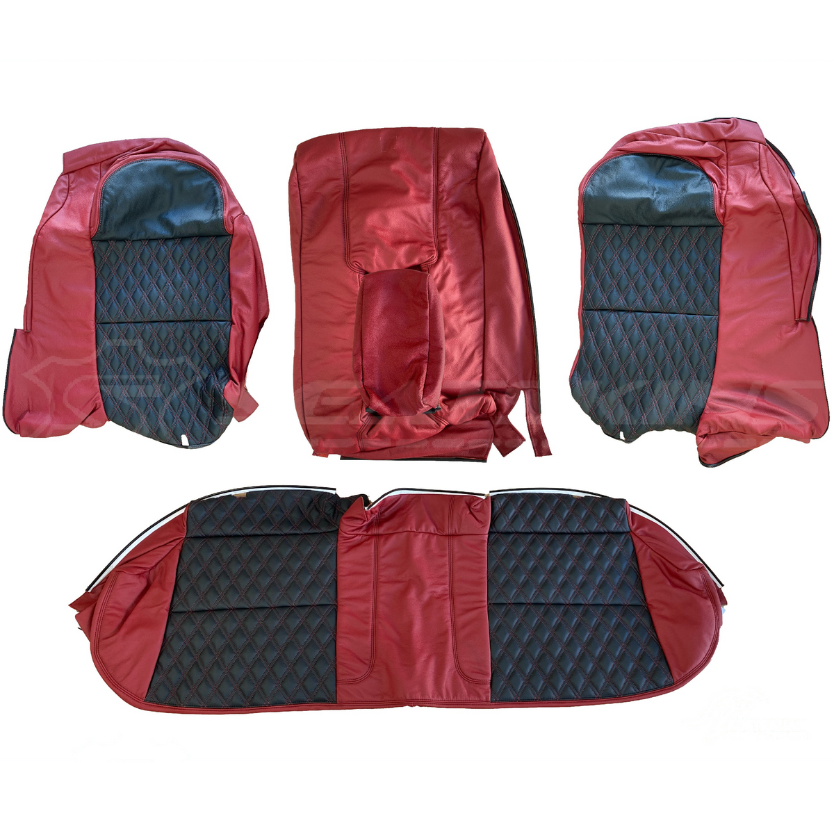 LEATHER SEATS TRIM KIT FOR VY/VZ SS SEDAN FRONT & REAR SEATS RED/BLACK DIAMOND