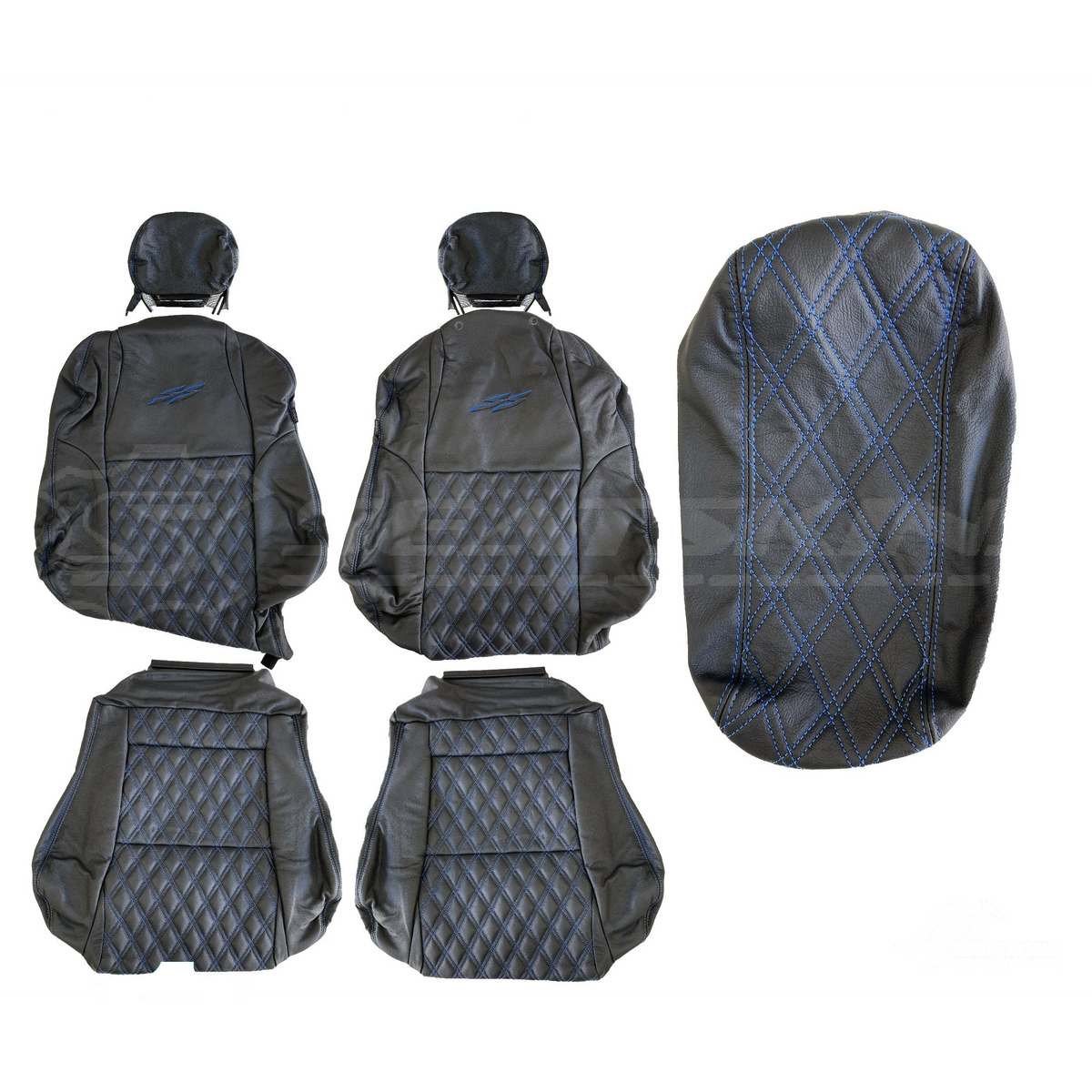 LEATHER SEATS TRIM KIT SKINS TO FIT HOLDEN VY S2 / VZ SS UTE BLUE DIAMOND STITCH