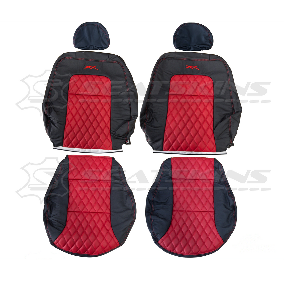LEATHER SEATS TRIM KIT SKINS FOR FORD AU SEDAN RED XR LOGO DIAMOND STITCH