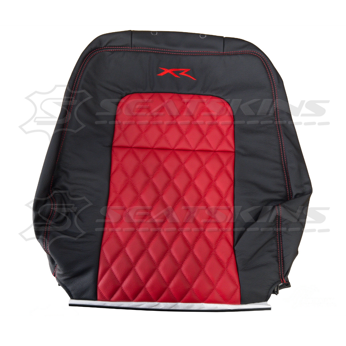 LEATHER SEATS TRIM KIT SKINS FOR FORD AU FRONT 2 SEATS RED XR LOGO DIAMOND STITCH