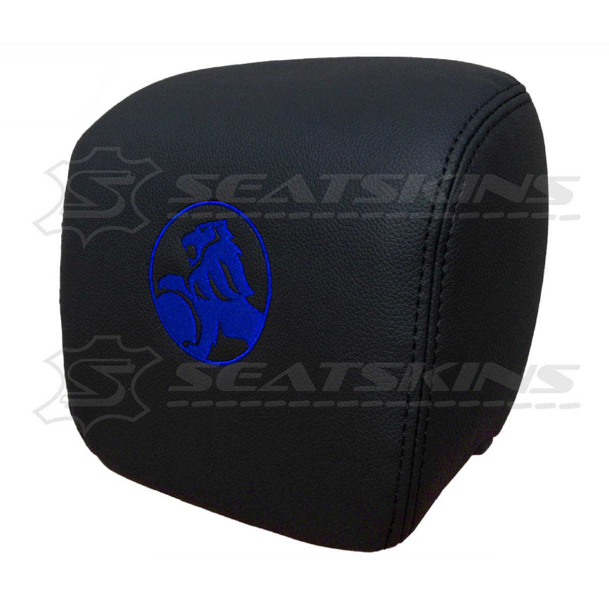 HEADREST COVERS PAIR FOR VE ONYX BLACK LEATHERETTE CUSTOM HOLDEN LOGO