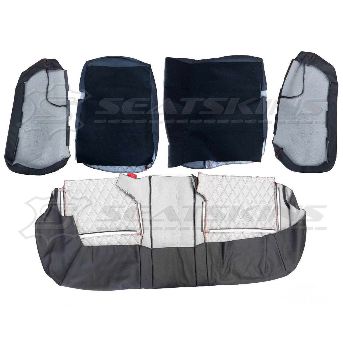 LEATHER SEATS TRIM KIT SKINS FOR FORD AU SEDAN RED XR LOGO DIAMOND STITCH
