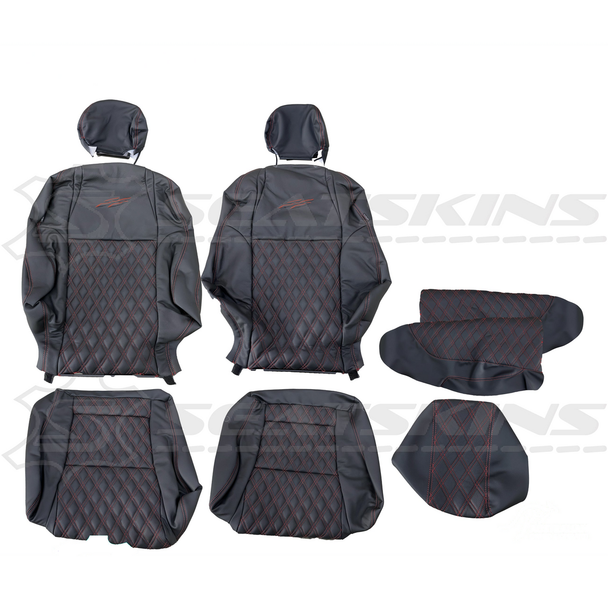LEATHER SEATS TRIM KIT SKINS FOR HOLDEN VY S2 / VZ SS SSZ UTE BLACK/RED