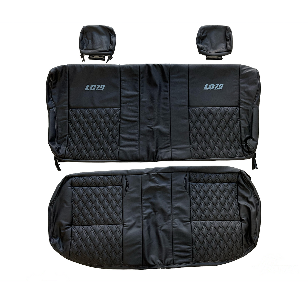 LEATHER SEATS TRIM KIT FOR TOYOTA LANDCRUISER 79 SERIES BLACK CUSTOM STITCH