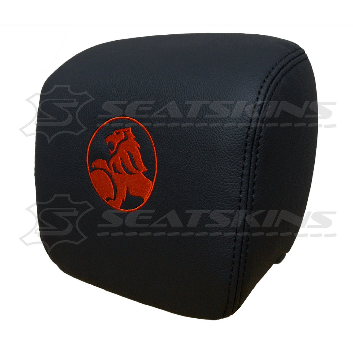 HEADREST COVERS PAIR FOR VE ONYX BLACK LEATHERETTE CUSTOM HOLDEN LOGO