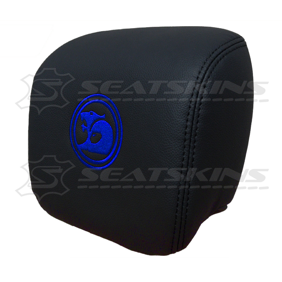 Headrest covers pair for VE SS/sv6 s2 onyx black leatherette custom HSV logo – product view 4