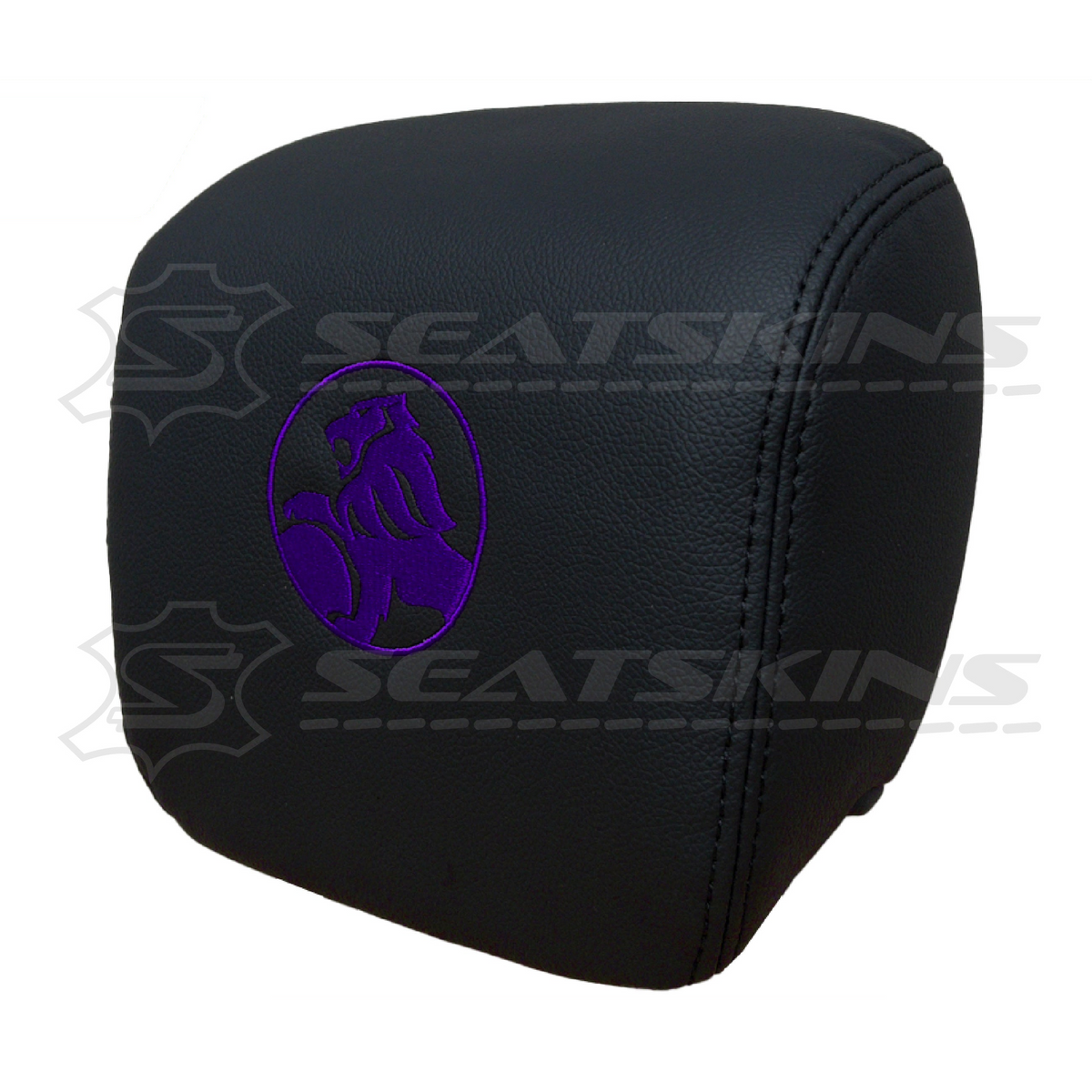 HEADREST COVERS PAIR FOR VE ONYX BLACK LEATHERETTE CUSTOM HOLDEN LOGO