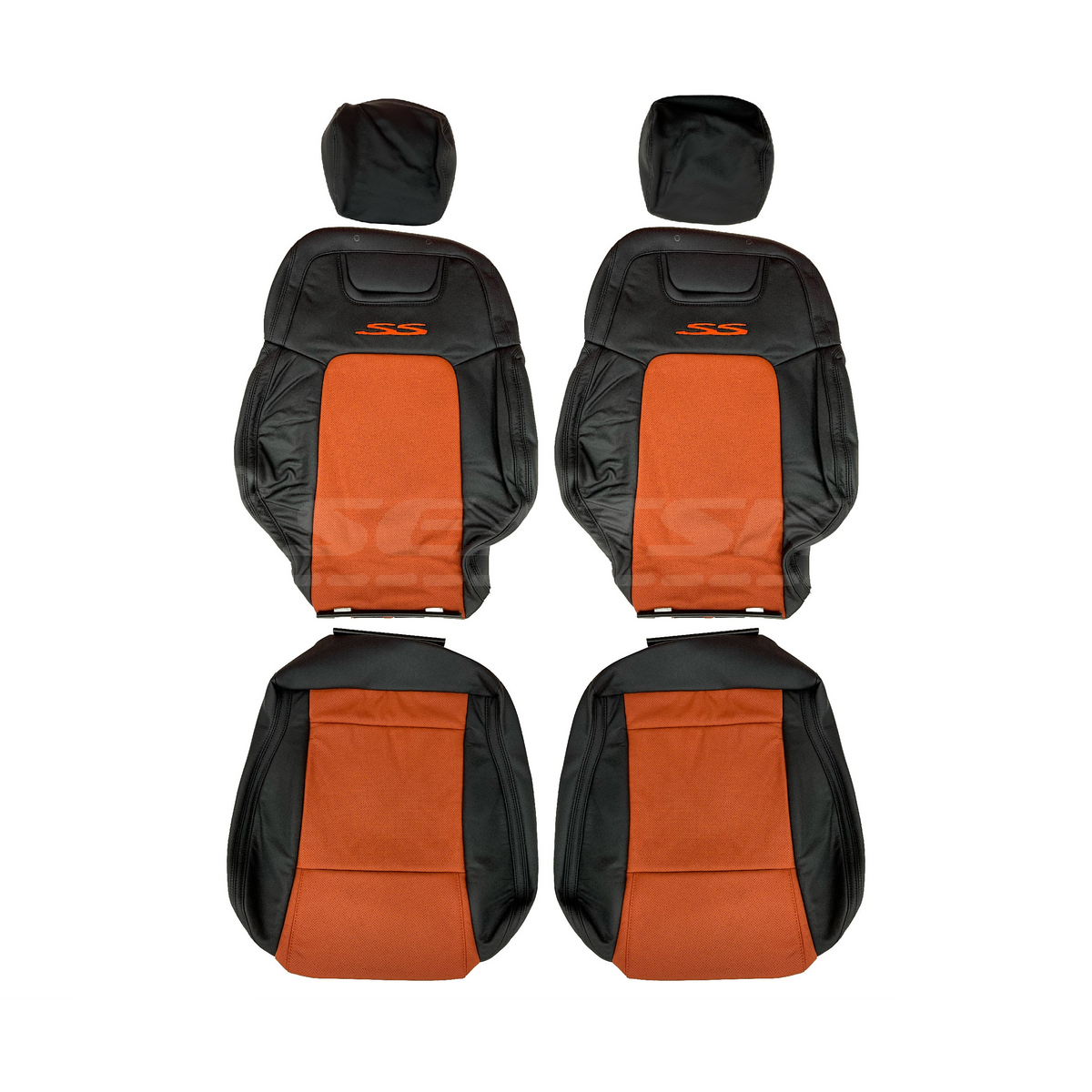 LEATHER SEATS TRIM KIT FOR VE SS 2 FRONT SEATS OR UTE ONYX & ORANGE INSERTS